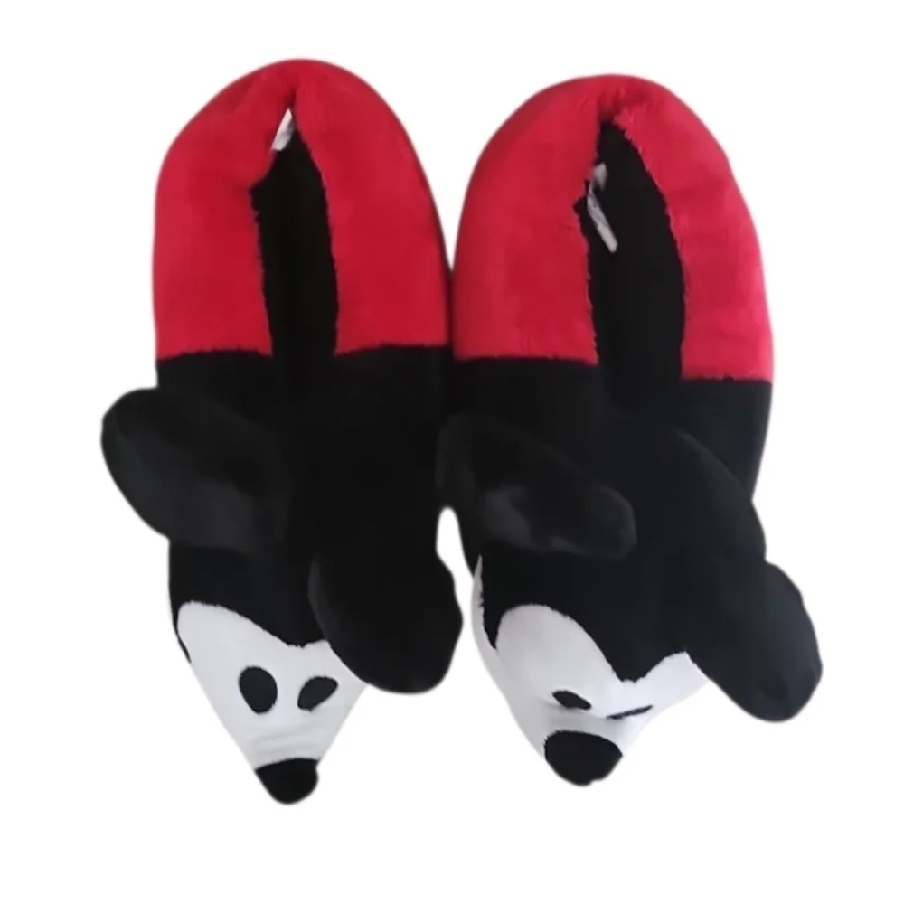 Disney Mickey Mouse Plush Slippers Youth Medium Cozy Character Slippers NWOT